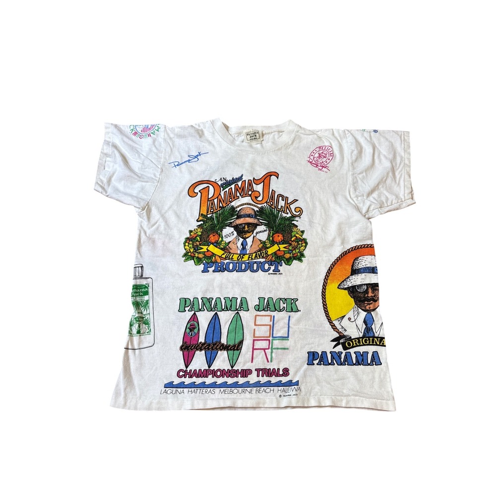 Panama Jack T-Shirt Mens White Vintage All‎ Over Print Surf SIZE One Size